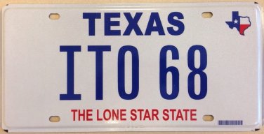 TEXAS vanity ITO 68 license Plate 1968 Isabel Isabella Irene Ian Igor Isaac Ivan