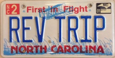 North Carolina vanity REV TRIP License Plate Snowmobile