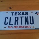 Texas vanity CLRTNU license plate Clear New