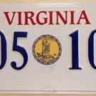 Commonwealth Virginia SEAL Sic Semper Tyrannis license plate #705 Old Dominion