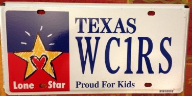Texas optional Proud For Kids License Plate Kid Child Children Heart TX Flag