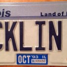 Illinois vanity ACKLIN 2 license plate