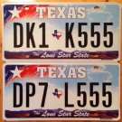 Set Of 2 Texas Lone Star State license plates Triple Five 5 555 Repeating Number