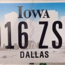 Latest style Iowa Dallas county license plate #916 ZSY Texas Graphic USA