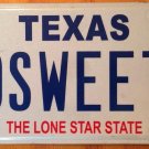 Texas vanity D SWEET license plate Candy Dessert Love Honey Food Drink Sugar