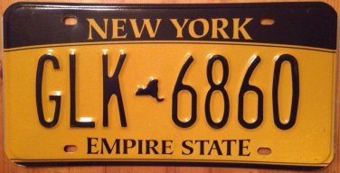 Gold Empire State license plate #GLK 6860 Graphic USA NY City New York Manhattan
