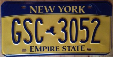 Gold Empire State license plate GSC 3052 Graphic USA NY City New York Manhattan