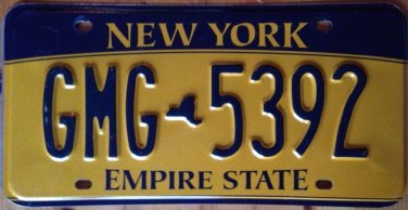 Gold Empire State license plate GMG 5392 Graphic USA NY City New York Manhattan