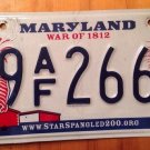 Maryland War 1812 license plate US National anthem Star Spangled Banner history