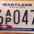 Maryland War 1812 license plate USA National anthem Star Spangled Banner history