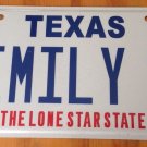 Texas vanity EMILY 2 license plate Emilie Emmy Emeline Milly Emilly Emylee Milka