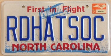 North Carolina vanity RED HAT SOCK License Plate Socks Baseball NBL Boston K