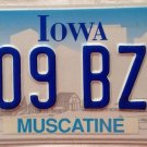 Iowa MUSCATINE license Plate #409 BZJ Tribe Tribal Native American Indian USA
