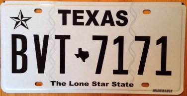 Texas new style Passenger Lone Star State license plate BVT 7171 Man Cave Austin