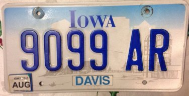 Iowa Davis county license plate #9099 AR UC University California cup tennis USA