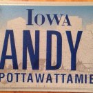 Iowa vanity SANDY O license plate Sandie Sandino Sandey Sandor Sandro