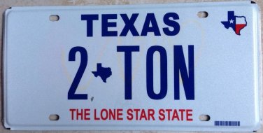 Texas vanity 2 TON Tony license plate Tonie Anthony Tonio Tono