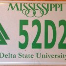 Mississippi Delta State University license plate Cleveland DSU Statesmen Okra