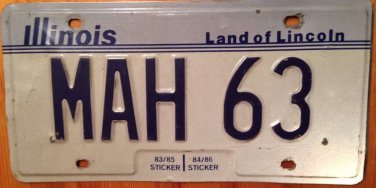 Illinois vanity MAH 63 license plate Mahalia Mahala Mahilia Mahmud Mahmoud Mahir