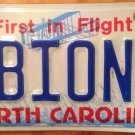 NORTH CAROLINA vanity ABIONA license plate Born during a trip journey Aviona