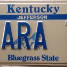 Kentucky vanity TARA T license plate Tarah Taralyn Tarra Tarrah Tamara Taralynn