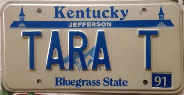 Kentucky vanity TARA T license plate Tarah Taralyn Tarra Tarrah Tamara Taralynn