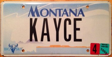 Montana vanity KAYCE license plate Kacie Casey Kace Kaycee Kaycey Kayci Kaycie