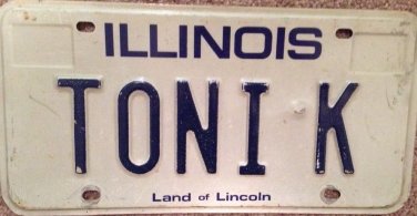 IL vanity TONI K license plate Anthony Antonio Anton Tonio Toni Tonie Antoni