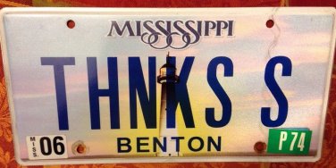MS vanity THANKS S license plate Thank You Polite Politeness Manner Courtesy