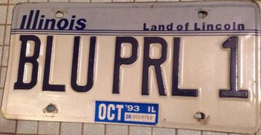 Illinois vanity BLUe PEARL license plateTechno House Music Band Diamond Color IL