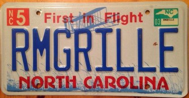 CAROLINA vanity RM Rack Mounted GRILLE license plate Grill Barbecue Cook Cooking