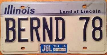 vanity BERNARD 78 license plate Bern Bernt Berny Bernie Bernadette Berry Bjorn