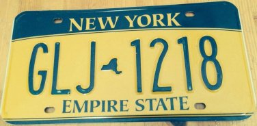 Gold Empire State license plate GLJ 1218 Graphic USA NY New York City Manhattan