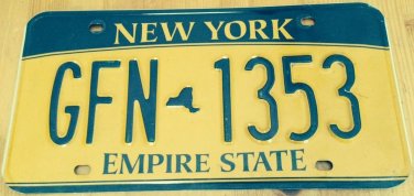 Gold Empire State license plate GFN 1353 Graphic USA NY New York City Manhattan