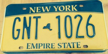 Gold Empire State license plate GNT 1026 Graphic USA NY New York City Manhattan