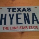 Texas vanity HYENA license plate TX Tag Animal Wild Dog Wolf Scavenger