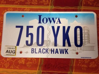 Iowa Black Hawk License Plate Indian Chief Sac Fox Ute Sauk Nation Tribe Tribal