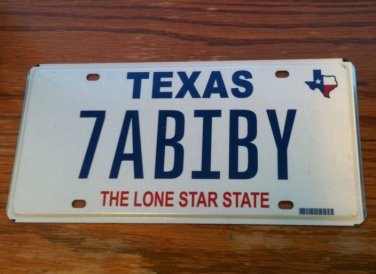 Texas vanity 7ABIBY license plate TX MY LOVE DEAR arabic Muslim Islam Pet Arab