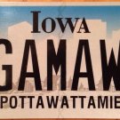 Iowa vanity GAMAW license plate