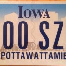Iowa Triple Digit 0 License Plate Indian tribe #SZC 000 Zero repeating number