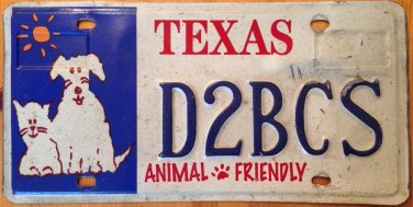 Texas Animal Friendly license plate Dog Puppy Kitten Shelter Adoption Spay K9