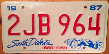 South Dakota Centennial license plate Mount Rushmore USA President #2 JB 964 SD