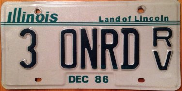 IL vanity 3 ON RoaD license plate RV Classic Muscle Car Roadster Travel Journey