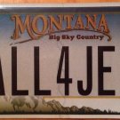 MT vanity ALL 4 JESUS license plate Prayer Faith Christ Lord God Religion Bible