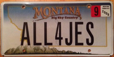 MT vanity ALL 4 JESUS license plate Prayer Faith Christ Lord God Religion Bible