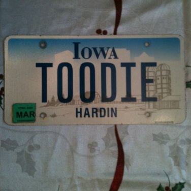 Iowa vanity TOO DIE license plate tag Death End World Hardin Suicide Life horror