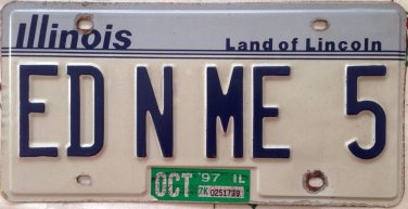 IL vanity ED aNd ME 5 license plate Edwards Edward Edwina Edwidge Edwin Edvard