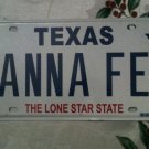 Texas vanity ANNA FE license plate TX Name Ann Hannah Anne Anita Fay Faye