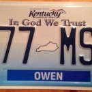 Kentucky In God We Trust Triple Digit 7 Seven license plate repeating Number 777