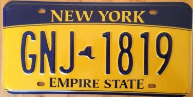 Gold Empire State license plate GNJ 1819 Graphic USA NY New York City Manhattan